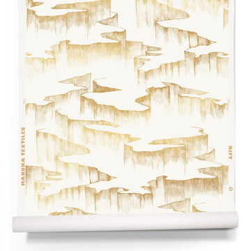 Rift Wallpaper, Metallic Gold on Bone White