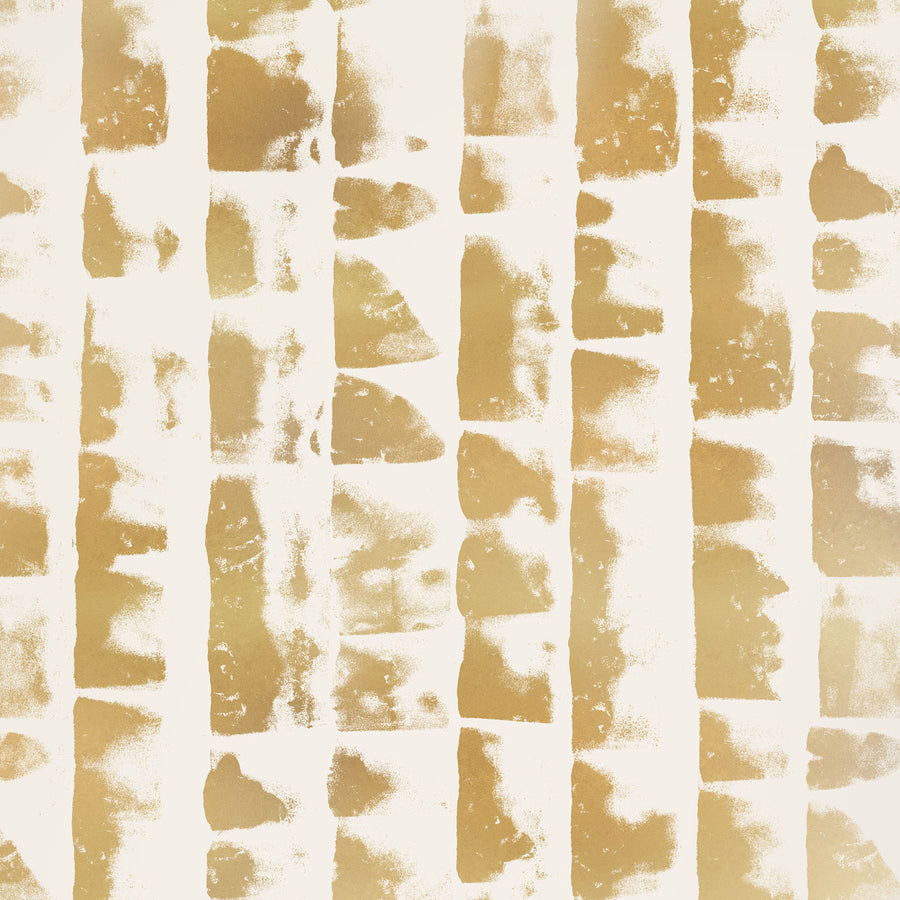 Shibori Wallpaper, Metallic Gold on Bone White