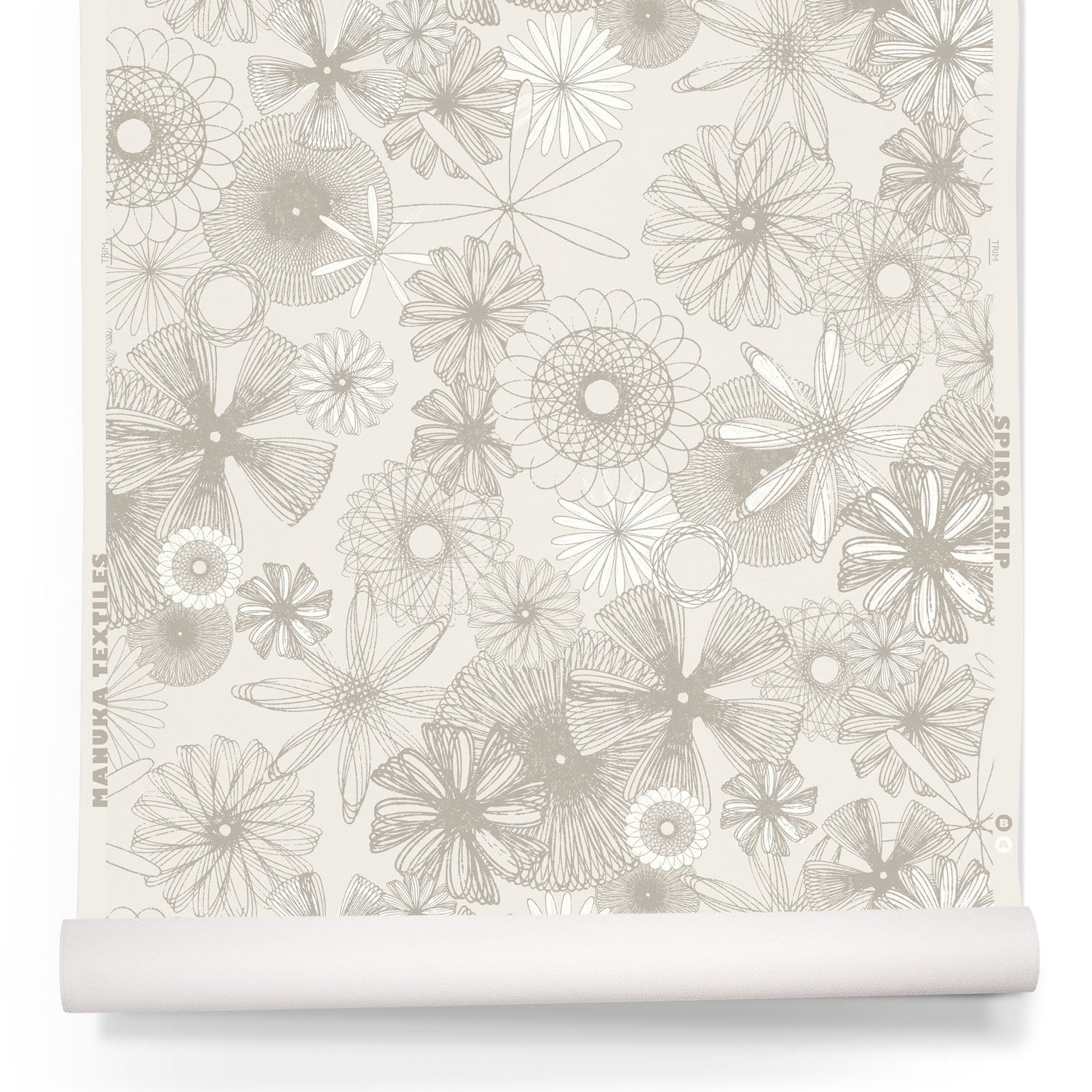 Spiro Trip Wallpaper, Metallic Gold on Bone White – Manuka
